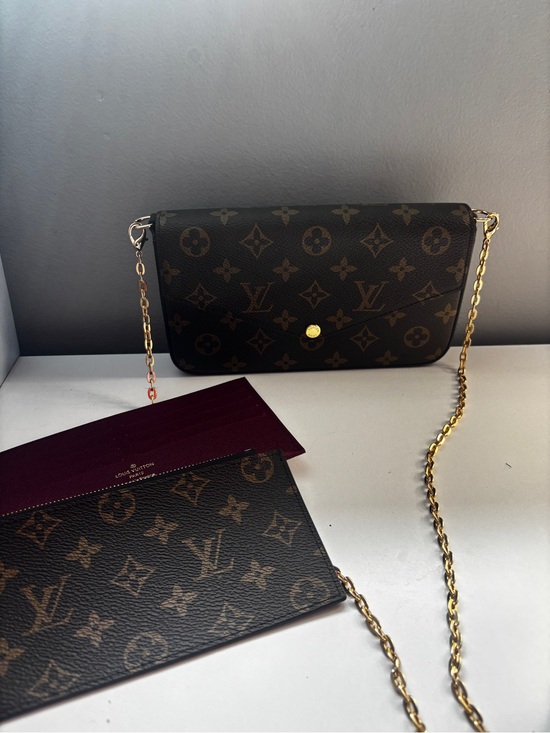 Louis Vuitton Handbags - Louis Vuitton Monogram Crossbody Wallet in Brown with Gold Chain